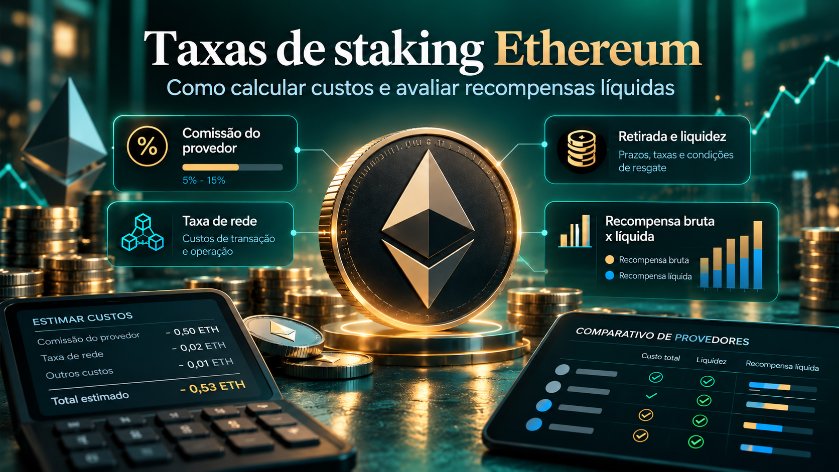 Painel Futurista de Taxas de Staking Ethereum